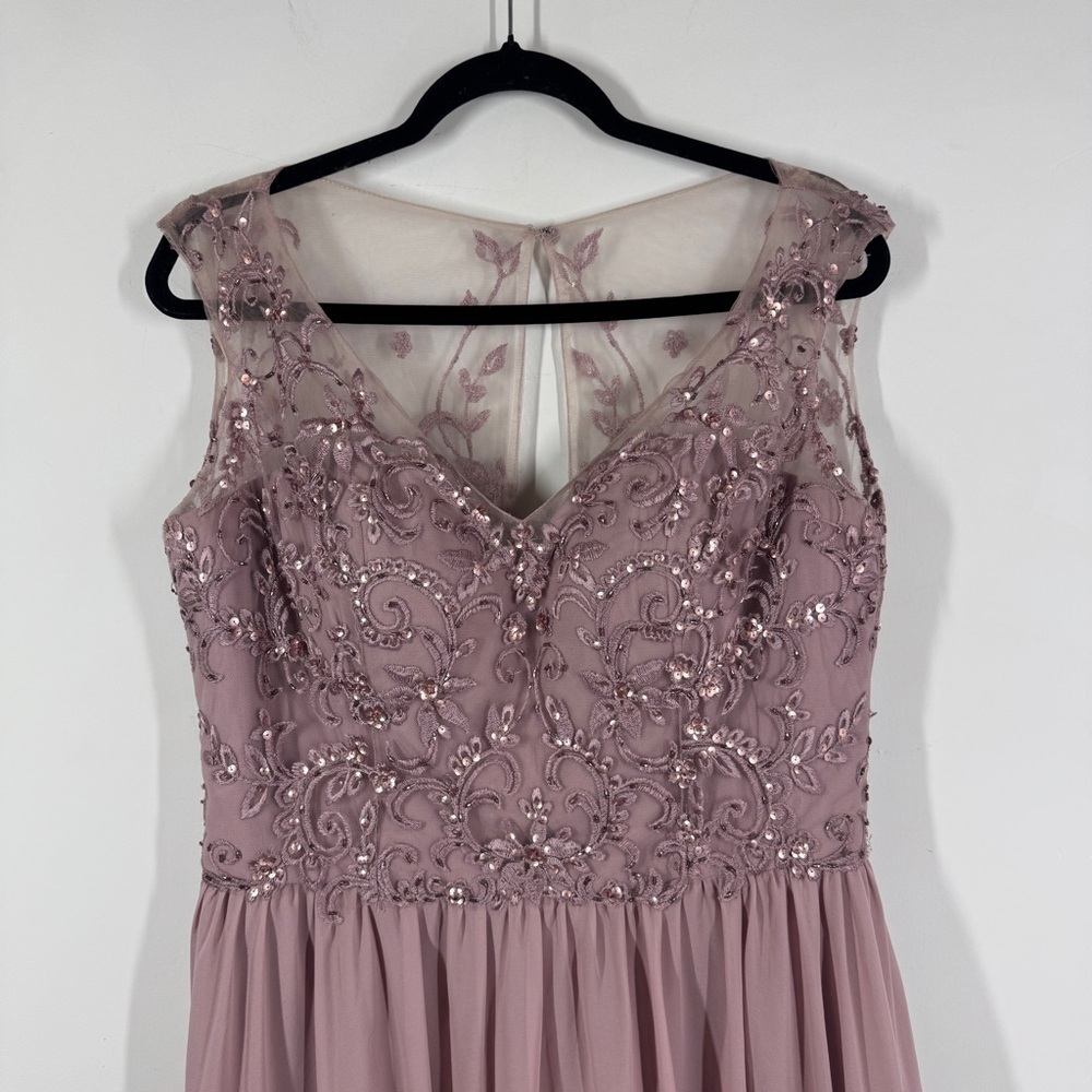 Morilee Madeline Gardner Mauve Beaded Chiffon Formal Maxi Dress Bridesmaid Gown - Picture 3 of 16